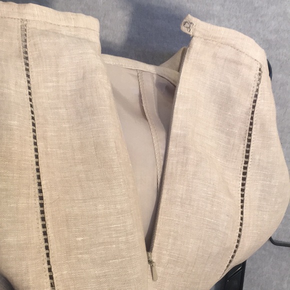 KATHRINE BARCLAY 100% Natural Linen Fully Lined 10 Gore Skater Skirt Side Zipper - Picture 10 of 15